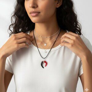 *Blown Glass Red and Black Necklace